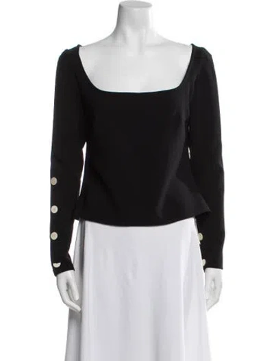 Pre-owned A.w.a.k.e. Square Neckline Long Sleeve Blouse In Black