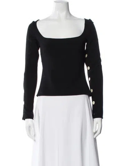 Pre-owned A.w.a.k.e. Square Neckline Long Sleeve Crop Top In Black