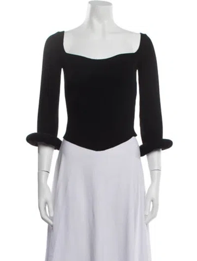 Pre-owned A.w.a.k.e. Square Neckline Long Sleeve Top In Black