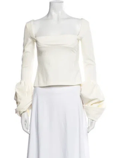 Pre-owned A.w.a.k.e. Square Neckline Long Sleeve Top In Neutrals