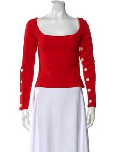 Pre-owned A.w.a.k.e. Square Neckline Long Sleeve Top In Red