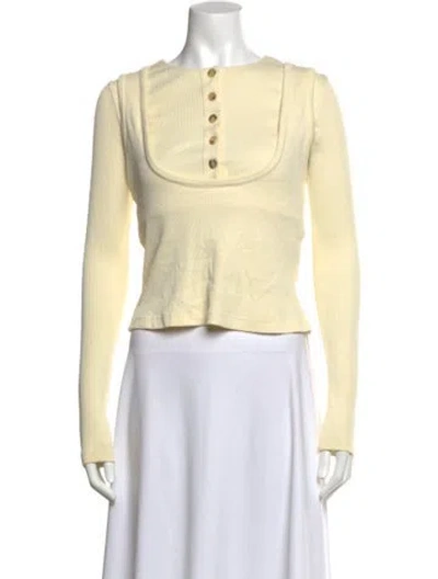 Pre-owned A.w.a.k.e. Square Neckline Long Sleeve Top In Yellow