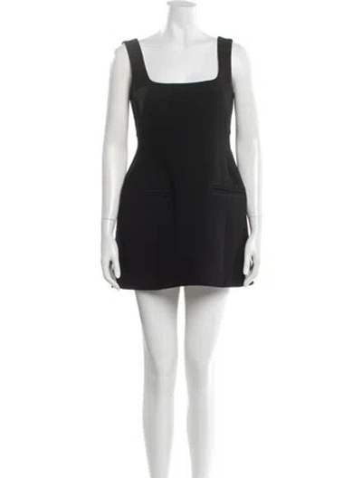 Pre-owned A.w.a.k.e. Square Neckline Mini Dress In Black