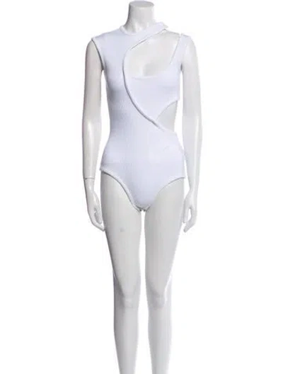 Pre-owned A.w.a.k.e. Square Neckline Sleeveless Bodysuit In White