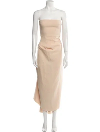 Pre-owned A.w.a.k.e. Strapless Long Dress In Neutral
