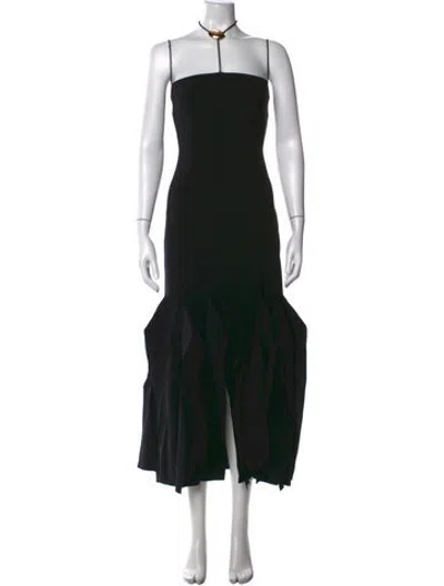 Pre-owned A.w.a.k.e. Strapless Midi Length Dress In Black