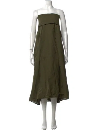 Pre-owned A.w.a.k.e. Strapless Midi Length Dress In Green