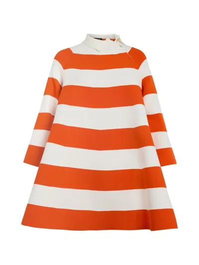 A.w.a.k.e. Striped Asymmetric-collar Mini Dress In Animal Print