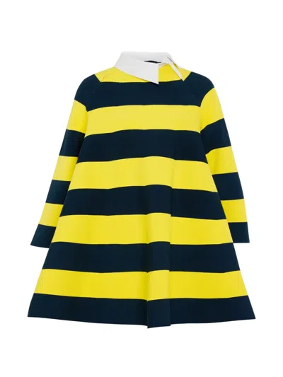 A.w.a.k.e. Striped Asymmetric-collar Mini Dress In Gold