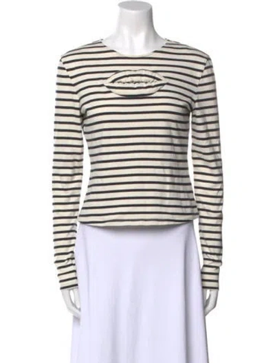 Pre-owned A.w.a.k.e. Striped Crew Neck Top