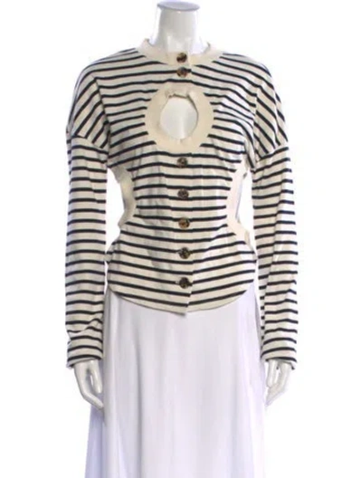 Pre-owned A.w.a.k.e. Striped Crew Neck Top