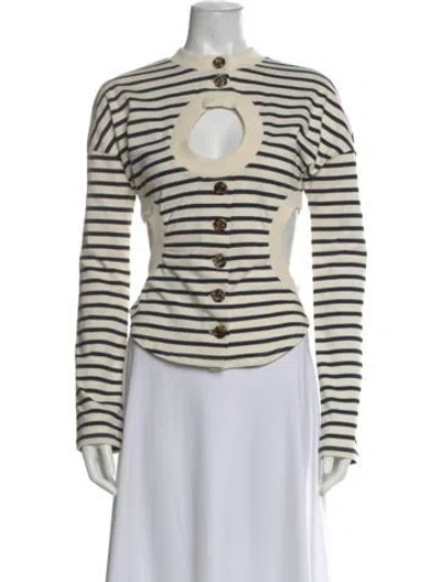 Pre-owned A.w.a.k.e. Striped Crew Neck Top In Multi