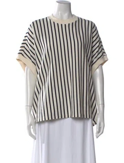 Pre-owned A.w.a.k.e. Striped Crew Neck Top In Neutral