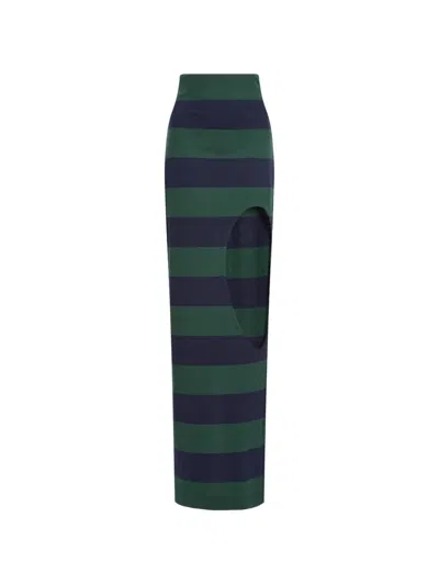 A.w.a.k.e. Striped Cut-out Asymmetric Skirt In Multi