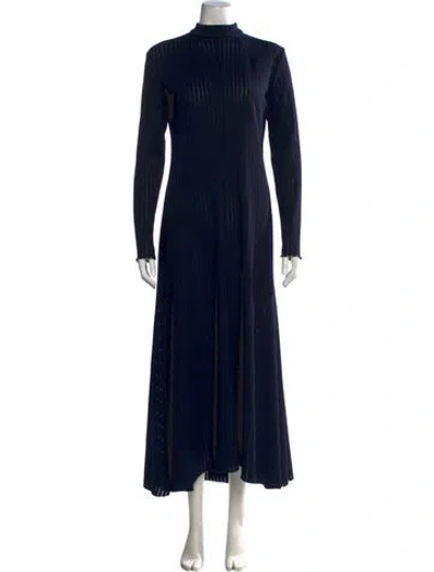 Pre-owned A.w.a.k.e. Striped Long Dress In Blue