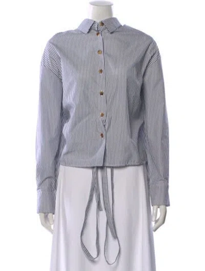 Pre-owned A.w.a.k.e. Striped Long Sleeve Button-up Top W/ Tags In Multi