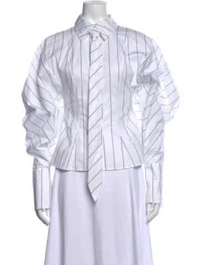 Pre-owned A.w.a.k.e. Striped Long Sleeve Top W/ Tags In White