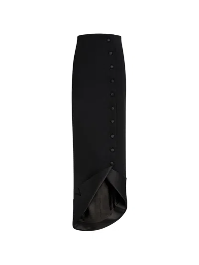 A.w.a.k.e. 테일러드 칼라 헴 비대칭 미디 스커트 In Black