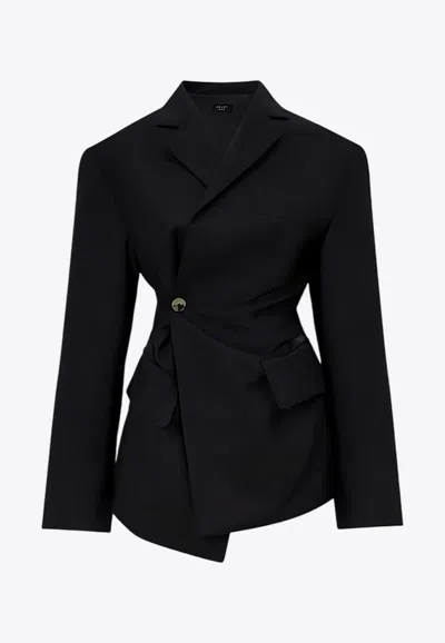 A.w.a.k.e. Tailored Wrap Blazer In Black