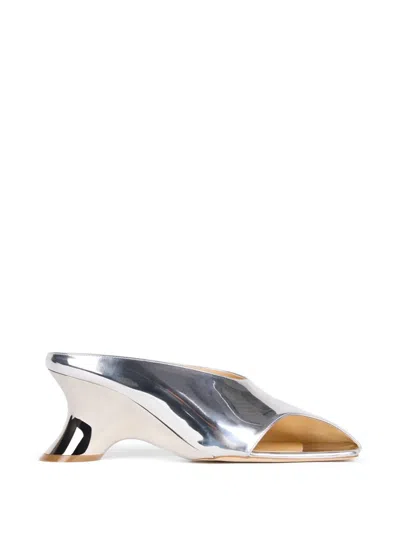 A.w.a.k.e. Tess Cut-out Mules In Silver