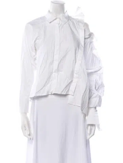Pre-owned A.w.a.k.e. Three-quarter Sleeve Button-up Top In Neutral
