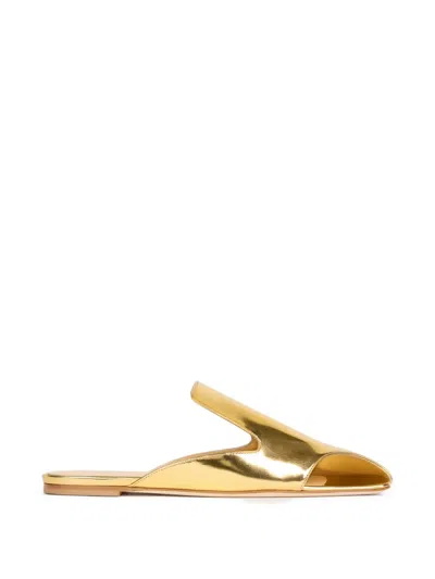 A.w.a.k.e. Tim Metallic Open-toe Mules In Gold
