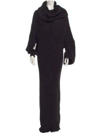 Pre-owned A.w.a.k.e. Turtleneck Long Dress In Black