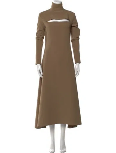 Pre-owned A.w.a.k.e. Turtleneck Long Dress In Neutral