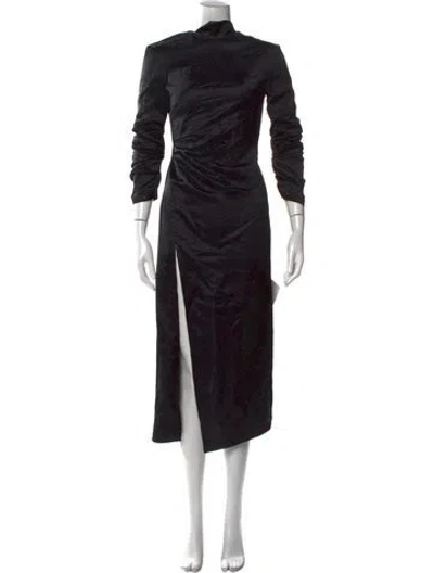 Pre-owned A.w.a.k.e. Turtleneck Midi Length Dress In Black