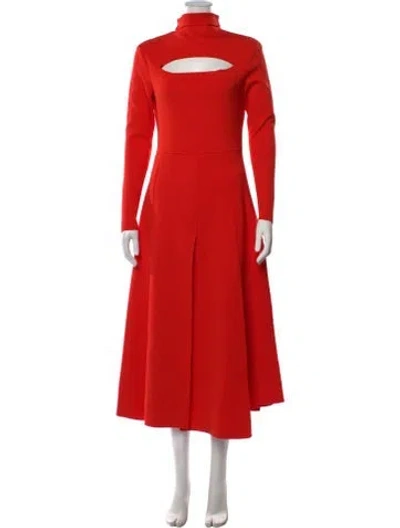 Pre-owned A.w.a.k.e. Turtleneck Midi Length Dress In Orange