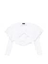 A.w.a.k.e. A.w.a.k.e Mode Oversized-collar Cropped Cotton-blend Jacket In White
