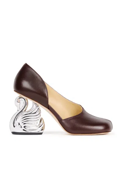 A.w.a.k.e. Vesper Shoe With Swan Heel In Brown