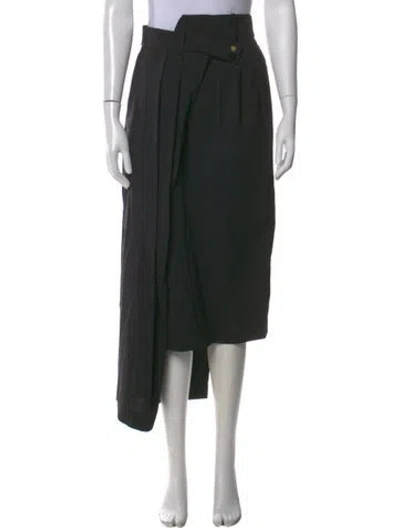 Pre-owned A.w.a.k.e. Virgin Wool Midi Length Skirt In Black