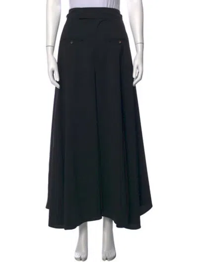 Pre-owned A.w.a.k.e. Virgin Wool Wide Leg Pants In Black