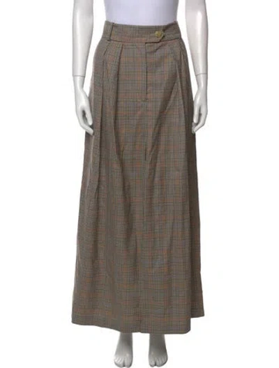 Pre-owned A.w.a.k.e. Virgin Wool Wide Leg Pants In Brown