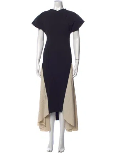 Pre-owned A.w.a.k.e. V-neck Long Dress In Blue