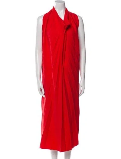 Pre-owned A.w.a.k.e. V-neck Long Dress In Red