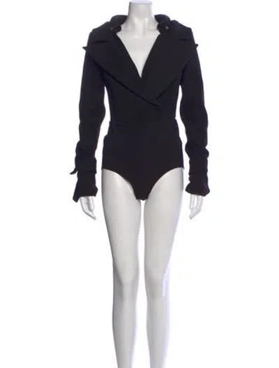 Pre-owned A.w.a.k.e. V-neck Long Sleeve Bodysuit In Blue