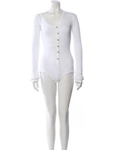 Pre-owned A.w.a.k.e. V-neck Long Sleeve Bodysuit In Gray