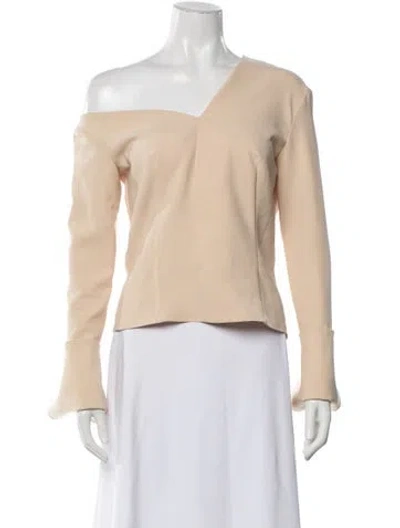 Pre-owned A.w.a.k.e. V-neck Long Sleeve Top In Neutrals