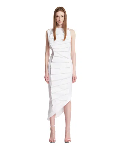 A.w.a.k.e. White Asymmetric Midi Dress