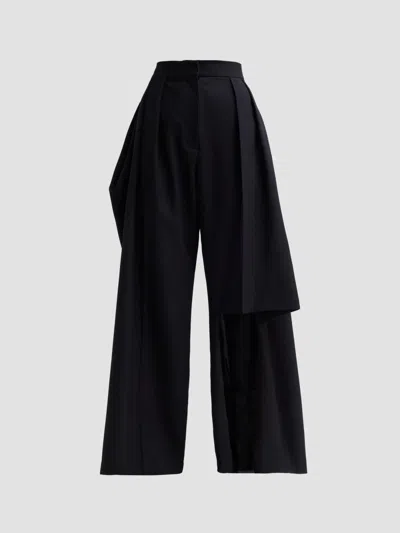A.w.a.k.e. Women's Draped Wool Slit Knee Pants In Blue