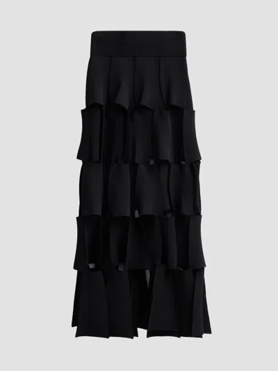 A.w.a.k.e. Women's Knitted Multi Trapeze Skirt In Black