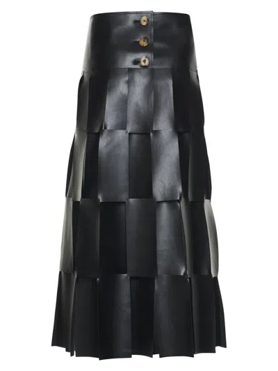 A.w.a.k.e. Women's Multi Rectangle Double-layered Midi-skirt In Black