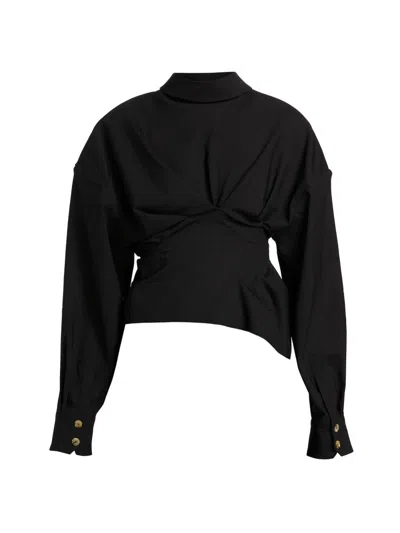 A.w.a.k.e. Women's Twisted Stretch Wool Shirt In Black