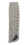 A.w.a.k.e. Wool-blend Asymmetric Lapel Maxi Skirt In Gray
