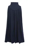 A.w.a.k.e. Wool-blend Basque Pleated Pants In Blue