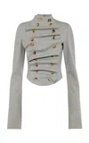 A.w.a.k.e. Wool-blend Bib-front Structured Jacket In Gray