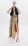 A.w.a.k.e. Wool-blend Cut-out Maxi Skirt In Brown