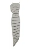 A.w.a.k.e. Wool-blend Ruched Asymmetric Maxi Dress In Gray